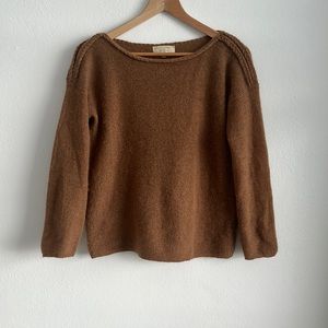 Gorgeous mohair/baby alpaca blend boat neck sweat with braiding detail.